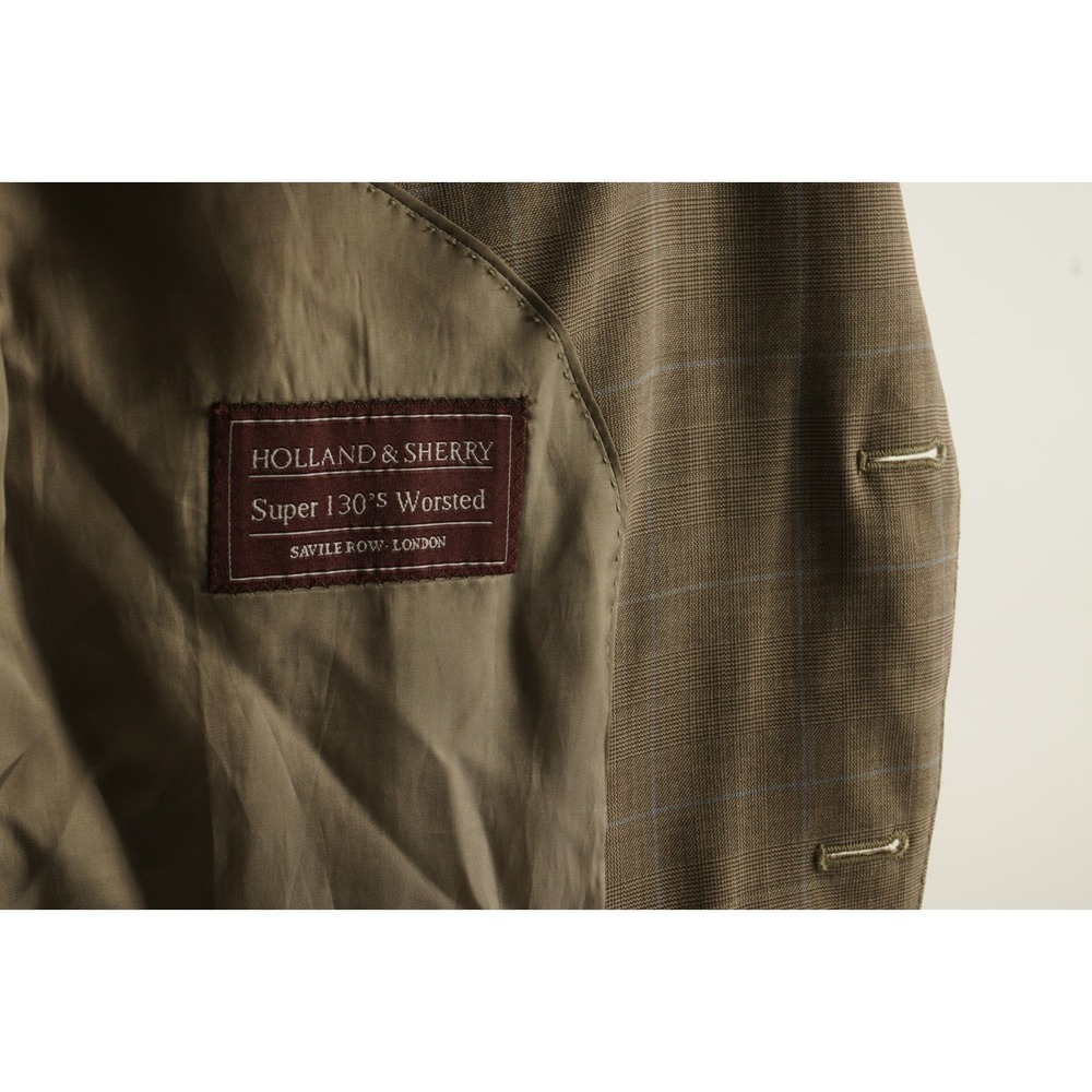 Holland & Sherry Saville Row Bespoke Suit Prince of Wales Super 130s 46R 38W - Picture 8 of 10